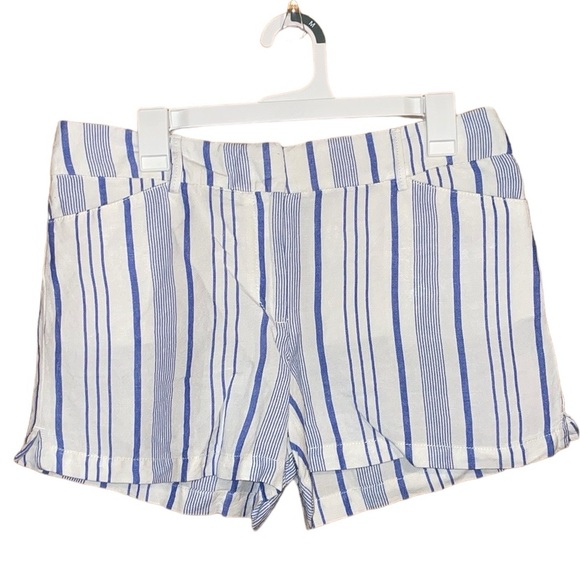 •ANN TAYLOR LOFT•THE RIVERA SHORT  WHITE & BLUE STRIPE LINEN/VISCOSE  SHORTS 6 - Picture 1 of 9